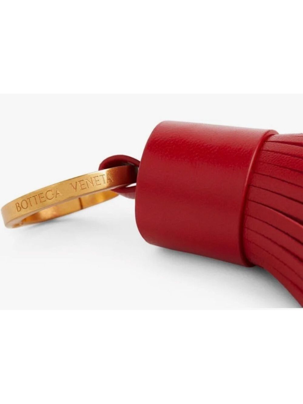 New with tag and box BOTTEGA VENETA Red Beige Leather Tassel Key Holder One Size